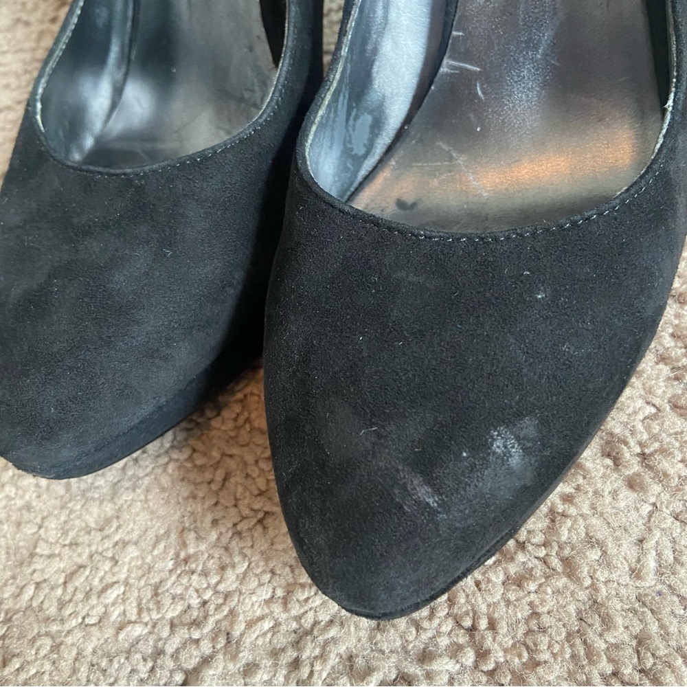 Nine West Black Suede Pumps Heels Size 9 - Picture 4 of 7